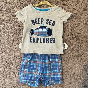 Carter's Gray and Blue Nautical t-shirt & shirt Set